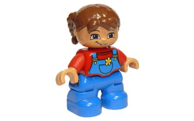 LEGO DUPLO Child Girl - Blue Legs Overalls with Yellow Flower in Pocket (47205pb021-used)