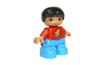 LEGO DUPLO Child Boy - Dark Azure Legs, Red Top with Rocket (47205pb038-used)