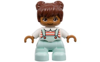 LEGO DUPLO Child Girl - Light Aqua Legs, Top with Coral Stripes (47205pb071)