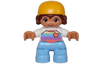LEGO DUPLO Child Girl - Bright Light Orange Helmet, Shirt with Coral Heart (47205pb103)