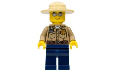 LEGO City Forest Police Officer - Male, Campaign Hat, Silver Sunglasses (cty0260-used)