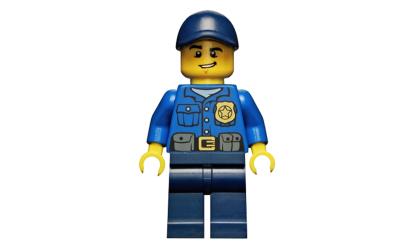 LEGO City Police Officer - Gold Badge, Dark Blue Cap, Lopsided Grin (cty0454-used)