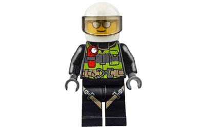 LEGO City Firefighter - Male, White Helmet, Silver Sunglasses (cty0670-used)