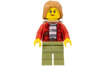 LEGO City Crook - Female Jacket over 87 Prison Stripes, Backpack (cty0867)