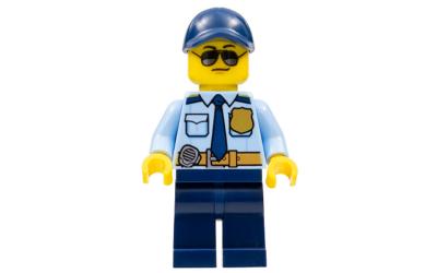 LEGO City Police Officer - Male, Dark Blue Tie and Gold Badge, Sunglasses (cty0981-used)