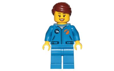 LEGO City Astronaut - Female, Blue Jumpsuit, Reddish Brown Bun (cty1036-used)