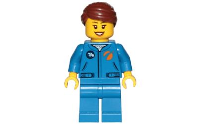LEGO City Astronaut - Female, Blue Jumpsuit, Reddish Brown Hair (cty1036)