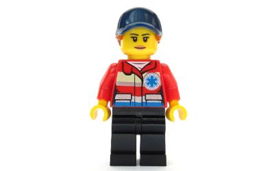 LEGO City Ski Patrol Member - Female, Red Jacket, Dark Blue Cap, Ponytail (cty1083)