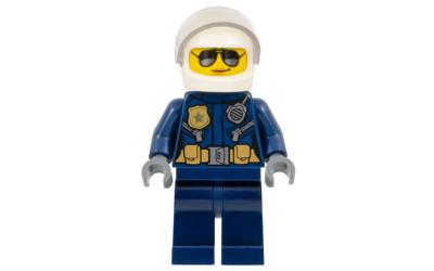 LEGO City Police Motorcyclist - Female, Silver Sunglasses, Trans-Clear Visor (cty1121-used)