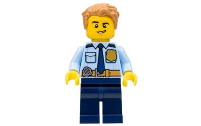 LEGO City Police Officer - Male, Shirt with Dark Blue Tie and Gold Badge (cty1158-used)