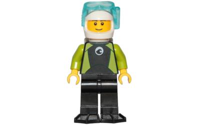 LEGO City Diver - Male, Black Wetsuit with White Logo (cty1191)