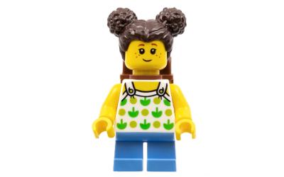 LEGO City Girl - Leaf Tank Top, Dark Brown Side Buns (cty1333)