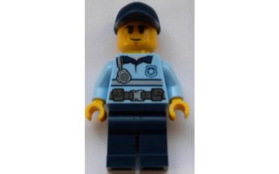 LEGO City Police Officer - Male, Bright Light Blue Shirt with Silver Stripe (cty1373)