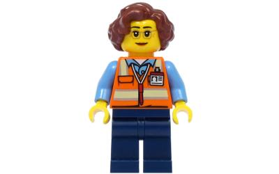LEGO City School Bus Driver - Female, Orange Safety Vest with Reflective Stripes (cty1396)