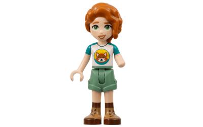 LEGO Friends Autumn - Dark Turquoise and White Top with Fox (frnd584)