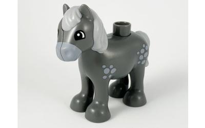 LEGO DUPLO Dark Bluish Gray Pony - Light Bluish Gray Spots (horse05c01pb02)