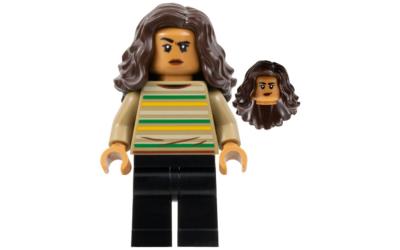 LEGO Super Heroes Michelle Jones - Dark Tan Striped Shirt, Dark Brown Wavy Hair (sh894)