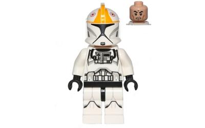LEGO Star Wars Clone Trooper Pilot (Phase 1) - Bright Light Orange Markings, Printed Legs, Scowl (sw0609)