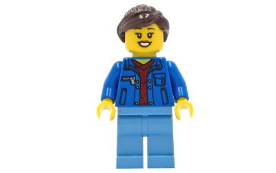 LEGO City Woman - Blue Jacket over Dark Red V-Neck Sweater (twn409)