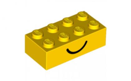лего Brick 2 x 4 with Smile and Frown Pattern on Opposite Sides/Yellow 80141/80141