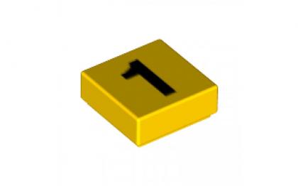 лего Tile 1 x 1 with Groove with Number 1 Pattern/Yellow 81072/81072