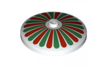 лего Dish 4 x 4 Inverted (Radar) with Solid Stud with Stripes Red/Green Petals Pattern/White 81847/81847
