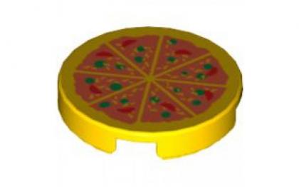 лего Tile, Round 2 x 2 with Pizza Pattern/Yellow 81867/81867/used