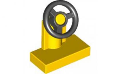 лего Vehicle, Steering Stand 1 x 2 with Black Steering Wheel/Yellow 9553/73081