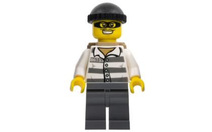 лего Jail Prisoner 86753 - Male, Black Knit Cap, Backpack, Mask cty0537-used