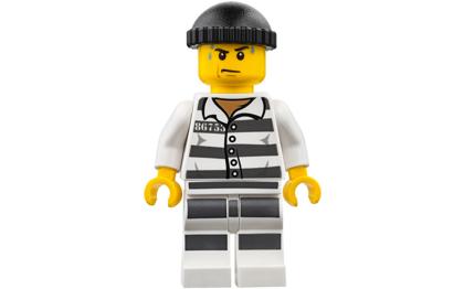 лего Jail Prisoner 86753 - Male, Black Knit Cap, Sweat Drops cty0775-used