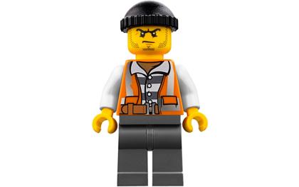 лего Crook - Male, Orange Vest, Black Knit Cap, Beard Stubble cty0779-used