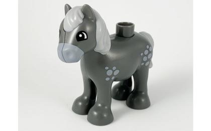 лего Dark Bluish Gray Pony - Light Bluish Gray Spots horse05c01pb02