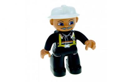 лего дупло Duplo Figure Lego Ville, Male Fireman, Black Legs, Nougat Hands, White Helmet, Light Gray Moustache 47394pb061 купить