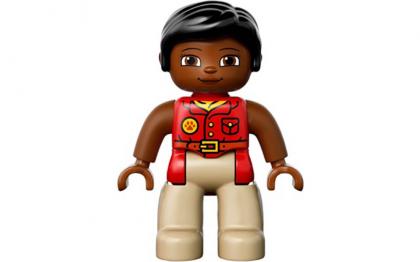 лего Duplo Figure Lego Ville, Female, Tan Legs, Red Shirt, Black Hair, Reddish Brown Arms 47394pb215 купить фигурку
